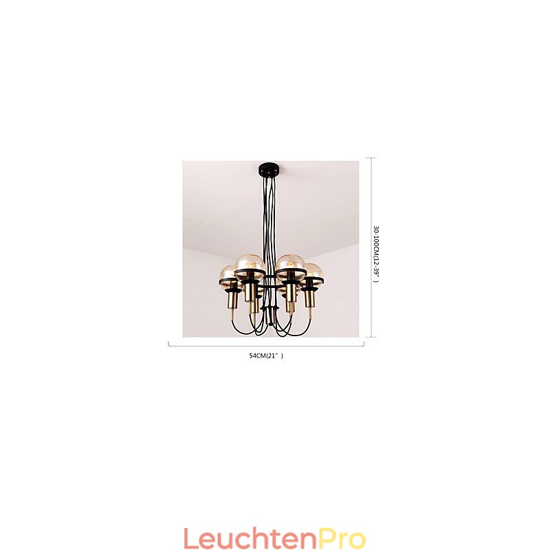 Personalisierter Kronleuchter mit 6 Lichtern und Glasschirm