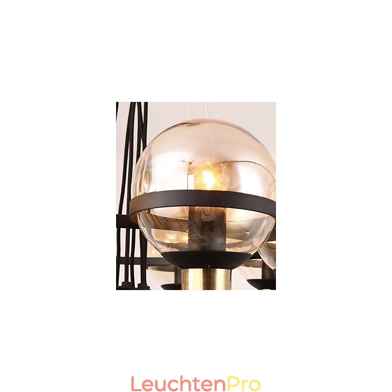 Personalisierter Kronleuchter mit 6 Lichtern und Glasschirm