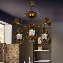 Rustikale Lodge Vintage Retro Country Globe Malerei Feature für Mini-Stil Designer Metall Kronleuchter