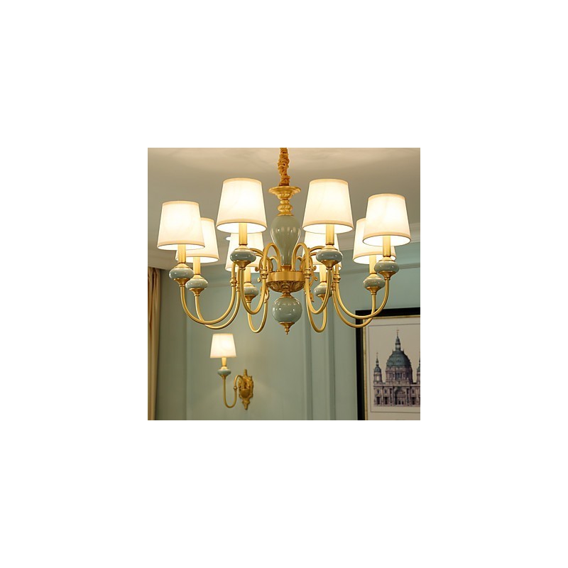 Kronleuchter, traditionell, klassisch, Landhausstil, Messing, für Mini-Stil, Metall, 8 Glühbirnen
