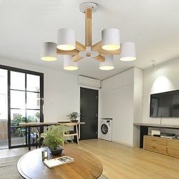 Kronleuchter mit 6 Lichtern, modern, zeitgenössisch, traditionell, klassisch, Vintage, Landhausstil, Holz-Funktion für Holz