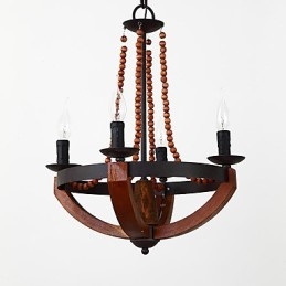Vier Licht Vintage Malerei Feature Mini Stil Holz Bambus Kronleuchter Lampe die Dekorieren Pendelleuchte