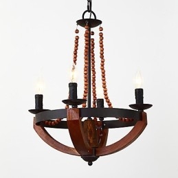 Vier Licht Vintage Malerei Feature Mini Stil Holz Bambus Kronleuchter Lampe die Dekorieren Pendelleuchte