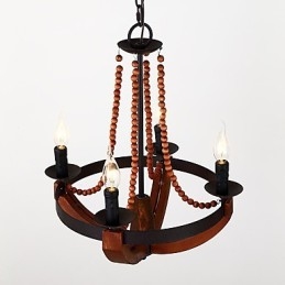 Vier Licht Vintage Malerei Feature Mini Stil Holz Bambus Kronleuchter Lampe die Dekorieren Pendelleuchte