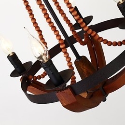 Vier Licht Vintage Malerei Feature Mini Stil Holz Bambus Kronleuchter Lampe die Dekorieren Pendelleuchte