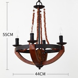 Vier Licht Vintage Malerei Feature Mini Stil Holz Bambus Kronleuchter Lampe die Dekorieren Pendelleuchte
