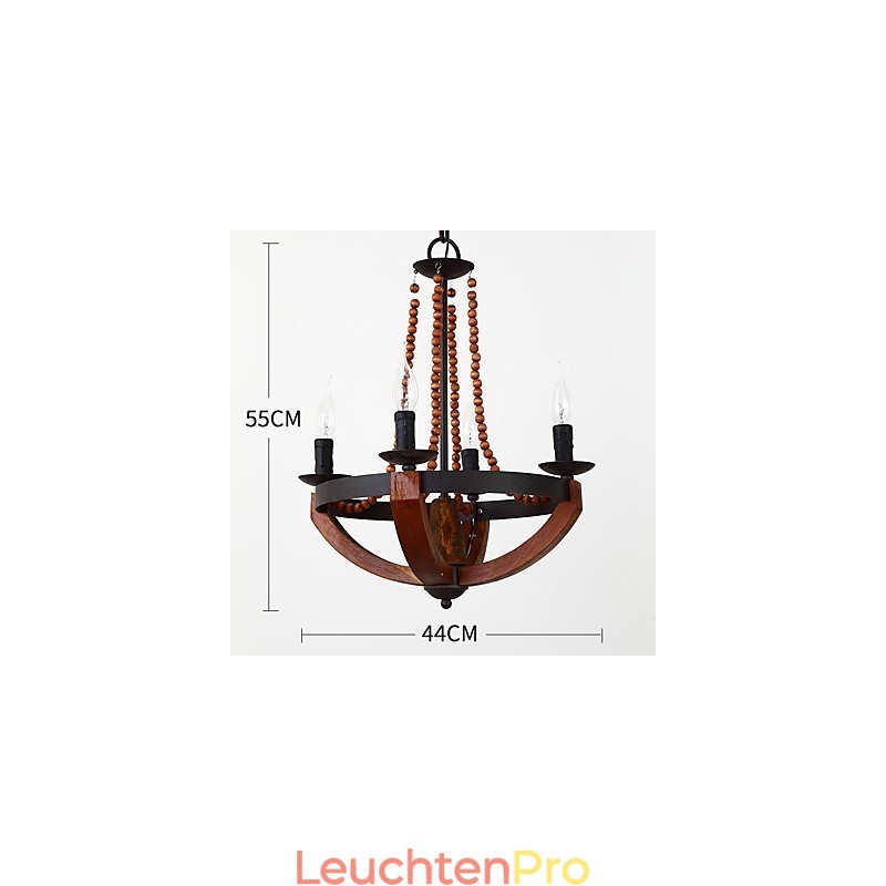 Vier Licht Vintage Malerei Feature Mini Stil Holz Bambus Kronleuchter Lampe die Dekorieren Pendelleuchte