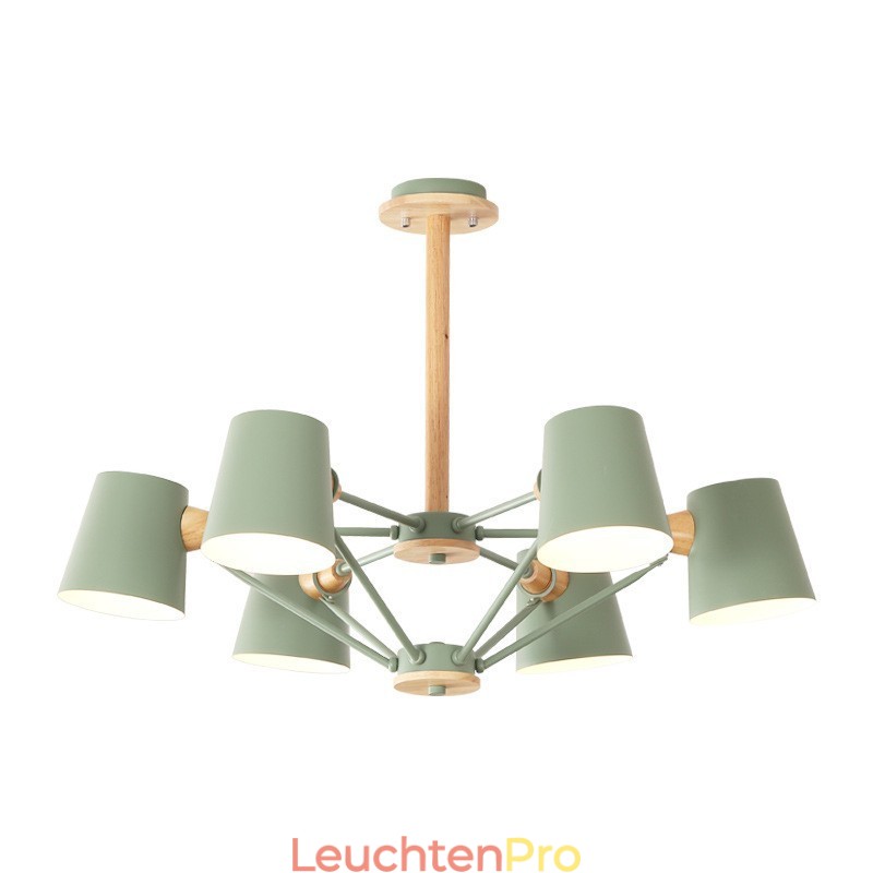 Mehrfarbiger Macaron-Holz-Kronleuchter mit Vintage-Malerei