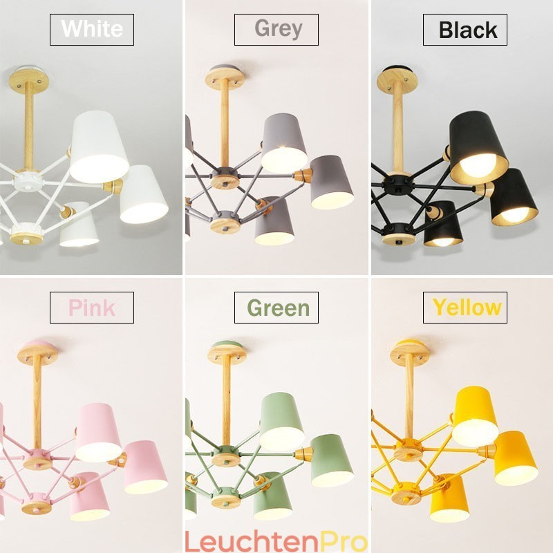 Mehrfarbiger Macaron-Holz-Kronleuchter mit Vintage-Malerei