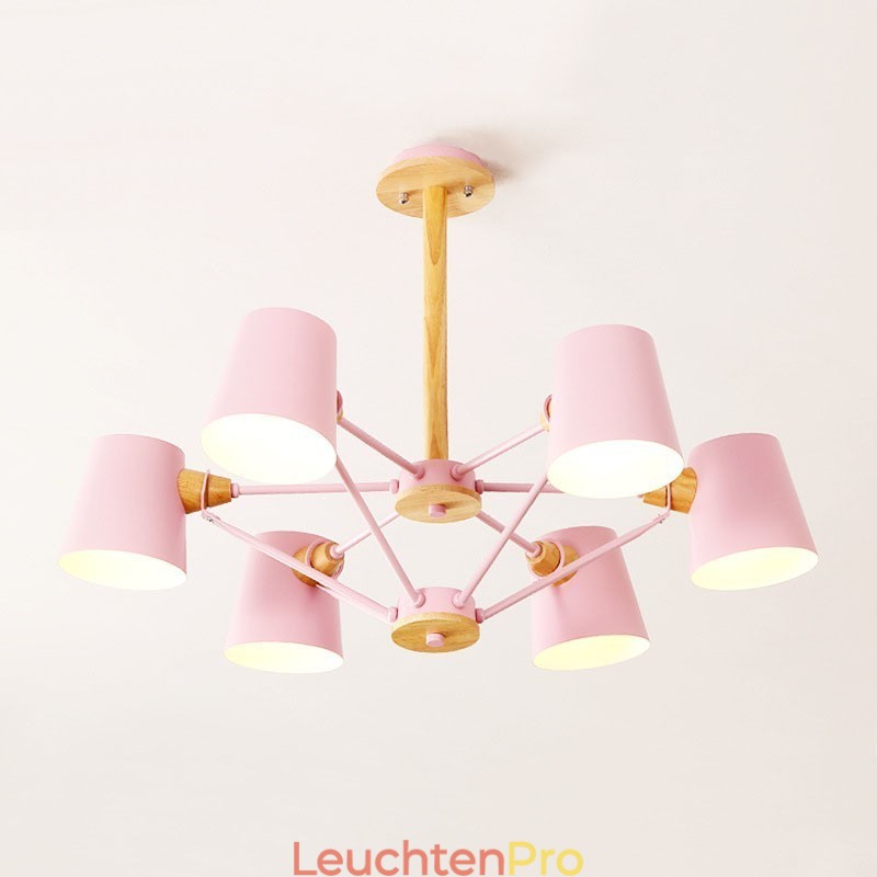 Mehrfarbiger Macaron-Holz-Kronleuchter mit Vintage-Malerei