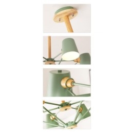 Mehrfarbiger Macaron-Holz-Kronleuchter mit Vintage-Malerei