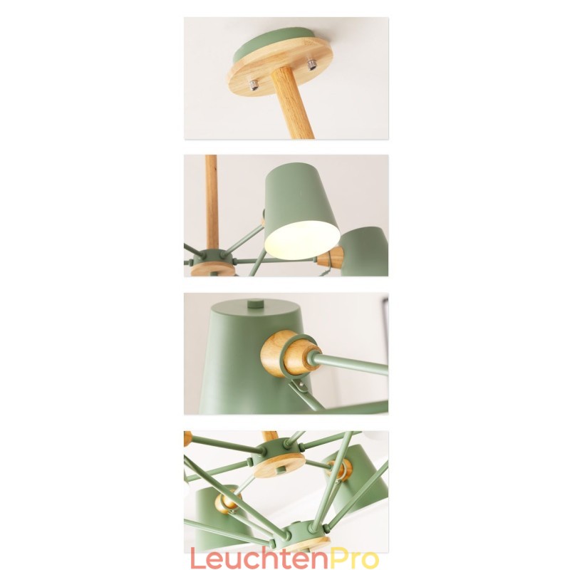 Mehrfarbiger Macaron-Holz-Kronleuchter mit Vintage-Malerei