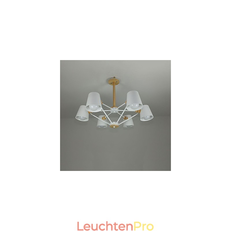 Mehrfarbiger Macaron-Holz-Kronleuchter mit Vintage-Malerei