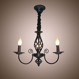 Kronleuchter im europäischen Stil 3 Lichter Kronleuchter Einfache Lichter Kreative Eisen Kerzen Lampen