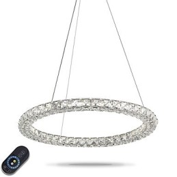 Moderne Ring Kristall Pendelleuchte Kristall Kronleuchter Deckenleuchte Innenleuchten Leuchten Dimmbar mit Fernbedienung