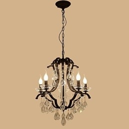 5 Lichter Kristall Kronleuchter Modern Zeitgenössisch Traditionell Klassisch Rustikal Lodge Vintage Retro Laterne Trommel Land Malerei