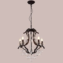 5 Lichter Kristall Kronleuchter Modern Zeitgenössisch Traditionell Klassisch Rustikal Lodge Vintage Retro Laterne Trommel Land Malerei