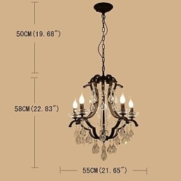 5 Lichter Kristall Kronleuchter Modern Zeitgenössisch Traditionell Klassisch Rustikal Lodge Vintage Retro Laterne Trommel Land Malerei