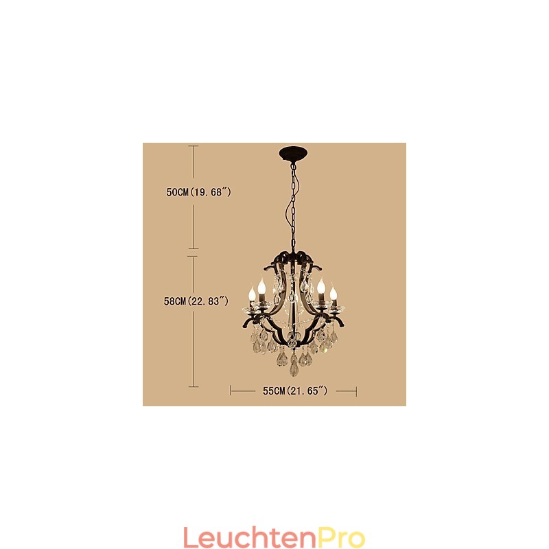 5 Lichter Kristall Kronleuchter Modern Zeitgenössisch Traditionell Klassisch Rustikal Lodge Vintage Retro Laterne Trommel Land Malerei