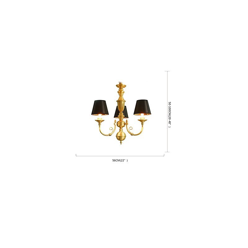 Kronleuchter, traditionell, klassisch, Landhausstil, Messing, Metall, 3 Glühbirnen