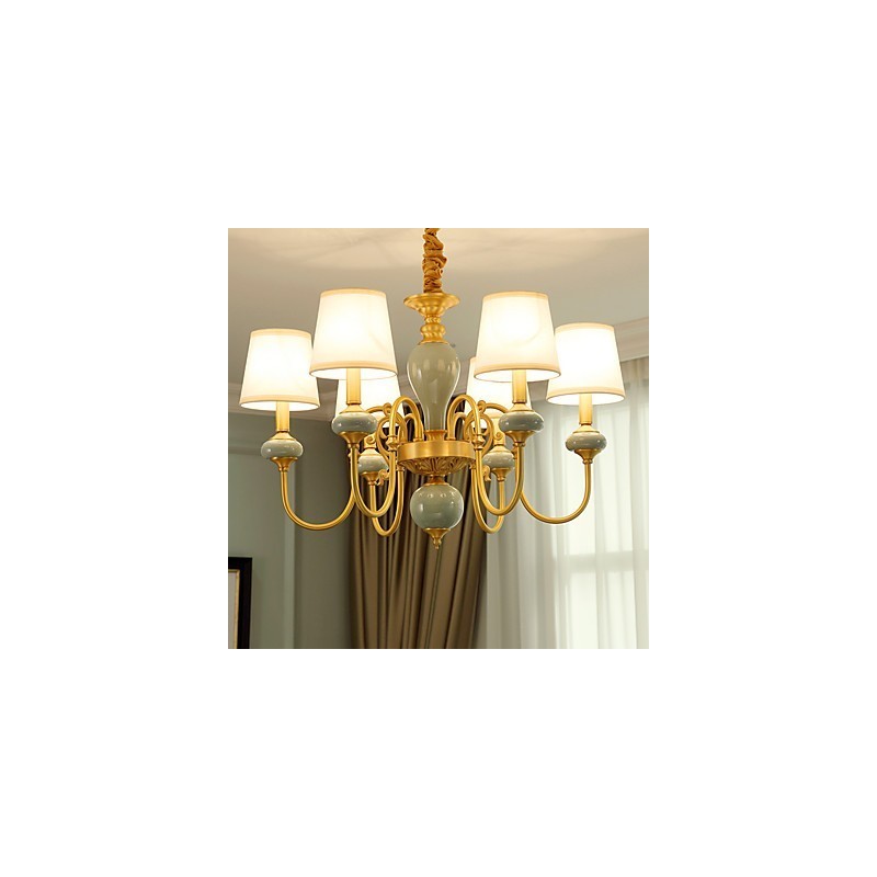 Kronleuchter, traditionell, klassisch, Landhausstil, Messing, Metall, 6 Glühbirnen
