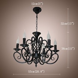 Kronleuchter im europäischen Stil, Esszimmerbeleuchtung, einfache Originalität, innovative Kerzen, 6 Lichter