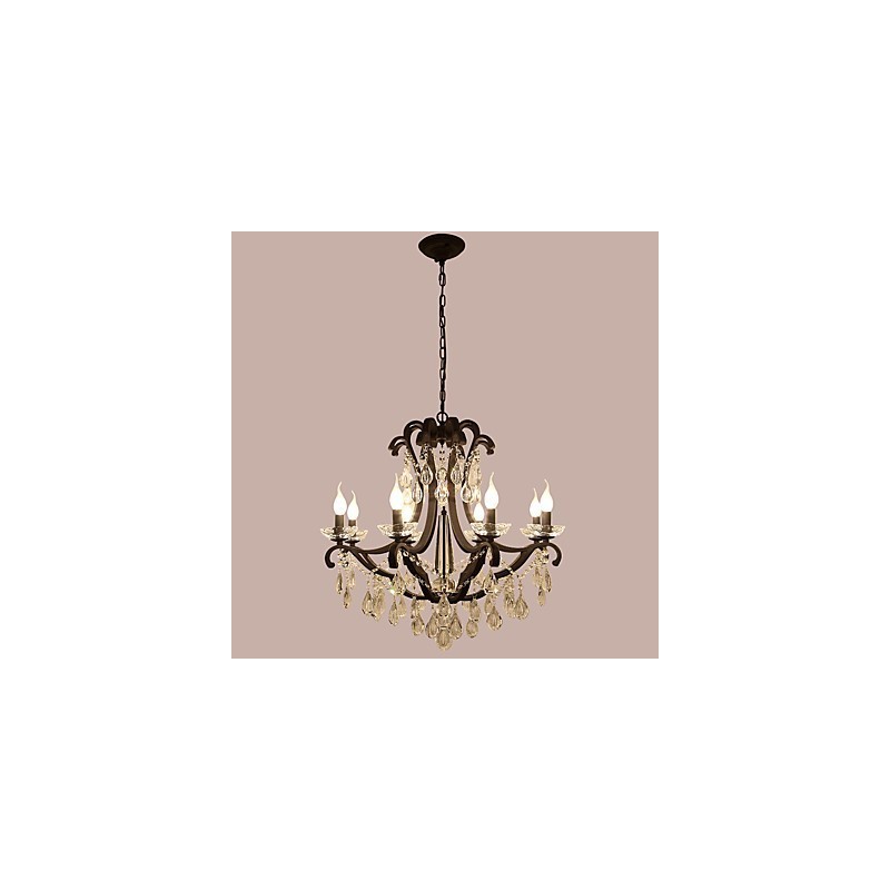 8 Lichter Kristall Kronleuchter Modern Zeitgenössisch Traditionell Klassisch Rustikal Lodge Vintage Retro Laterne Trommel Land Malerei