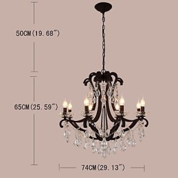 8 Lichter Kristall Kronleuchter Modern Zeitgenössisch Traditionell Klassisch Rustikal Lodge Vintage Retro Laterne Trommel Land Malerei