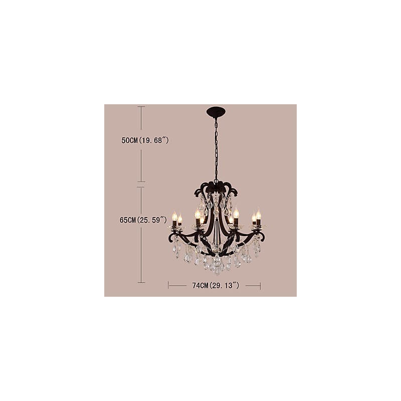 8 Lichter Kristall Kronleuchter Modern Zeitgenössisch Traditionell Klassisch Rustikal Lodge Vintage Retro Laterne Trommel Land Malerei