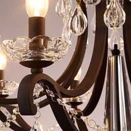 8 Lichter Kristall Kronleuchter Modern Zeitgenössisch Traditionell Klassisch Rustikal Lodge Vintage Retro Laterne Trommel Land Malerei