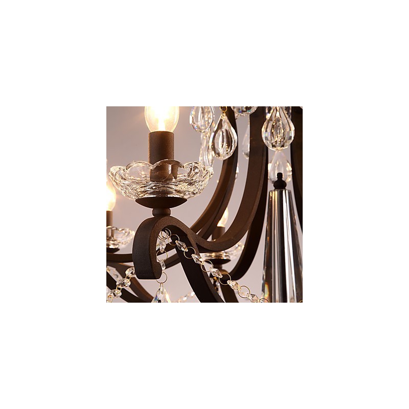 8 Lichter Kristall Kronleuchter Modern Zeitgenössisch Traditionell Klassisch Rustikal Lodge Vintage Retro Laterne Trommel Land Malerei