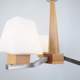 Modernes, zeitgenössisches galvanisiertes Merkmal für Kronleuchter aus Holz und Bambus