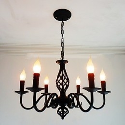 Künstlerisch schick und modern, andere Funktionen für Kerzenstil, Metall, für den Innenbereich, 6 Glühbirnen, Kronleuchter