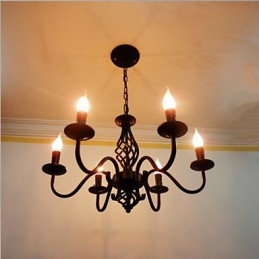 Künstlerisch schick und modern, andere Funktionen für Kerzenstil, Metall, für den Innenbereich, 6 Glühbirnen, Kronleuchter