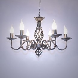 Künstlerisch schick und modern, andere Funktionen für Kerzenstil, Metall, für den Innenbereich, 6 Glühbirnen, Kronleuchter