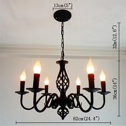 Künstlerisch schick und modern, andere Funktionen für Kerzenstil, Metall, für den Innenbereich, 6 Glühbirnen, Kronleuchter