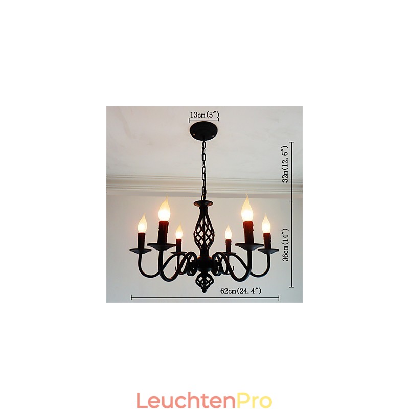 Künstlerisch schick und modern, andere Funktionen für Kerzenstil, Metall, für den Innenbereich, 6 Glühbirnen, Kronleuchter