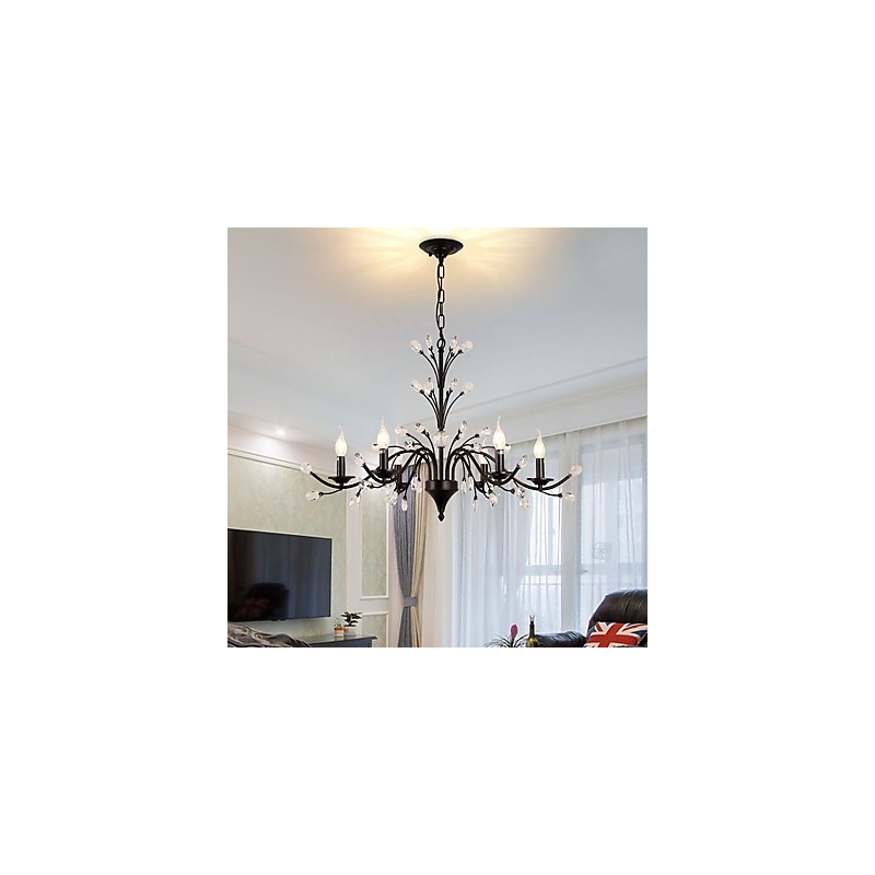 6 Lichter Kristall Kronleuchter Modern Zeitgenössisch Traditionell Klassisch Vintage Retro Country Malerei Feature