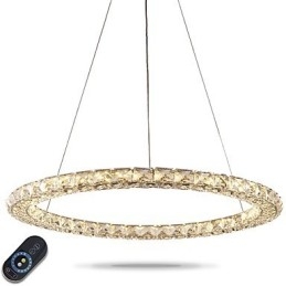 Ring Kristall Pendelleuchte Moderne Kristall Kronleuchter Deckenleuchten Innenleuchten Dimmbar mit Fernbedienung