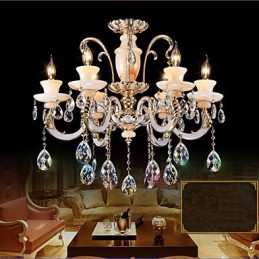 Europäische Hochwertige Jade Kristall Pendelleuchte Atmosphäre Zinklegierung Pendelleuchte Kerze Kristalllampe