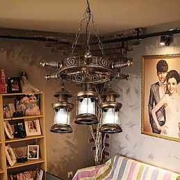 Rustikale Lodge Vintage Retro Country Globe Malerei Feature für Mini-Stil Designer Metall Kronleuchter