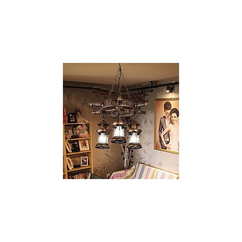 Rustikale Lodge Vintage Retro Country Globe Malerei Feature für Mini-Stil Designer Metall Kronleuchter