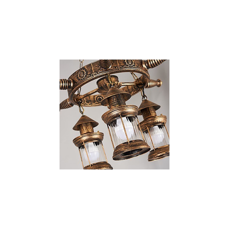 Rustikale Lodge Vintage Retro Country Globe Malerei Feature für Mini-Stil Designer Metall Kronleuchter