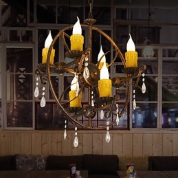 Rustikale Lodge Vintage Retro Country Globe Malerei Feature für Mini-Stil Designer Metall Kronleuchter