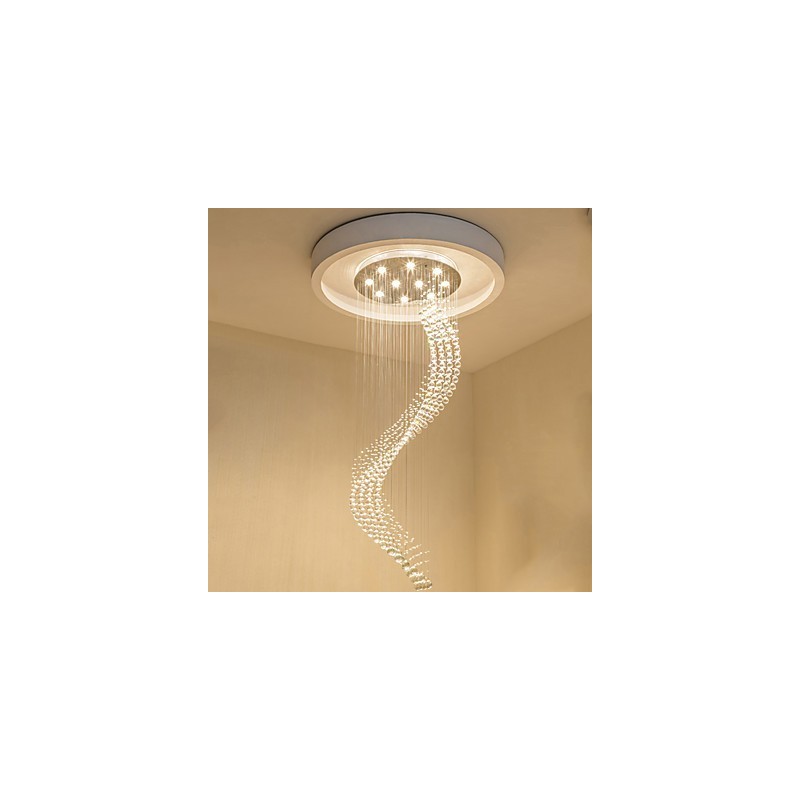Moderne Kristall-Deckenpendelleuchte, Kronleuchter für den Innenbereich, Hängebeleuchtung für Zuhause, Kronleuchter, Lampen, Leuchten, 3 W, WARMWEISSE Glühbirnen
