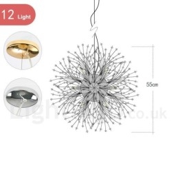 Feuerwerk Globus Löwenzahn Chrom Feature Kristall Metall Kronleuchter