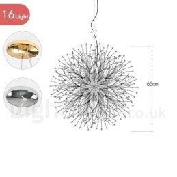 Feuerwerk Globus Löwenzahn Chrom Feature Kristall Metall Kronleuchter