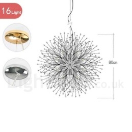 Feuerwerk Globus Löwenzahn Chrom Feature Kristall Metall Kronleuchter
