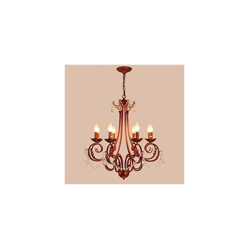 8 Lichter Kronleuchter Modern Zeitgenössisch Traditionell Lodge Vintage Retro Country Malerei Feature für Kristall Metall