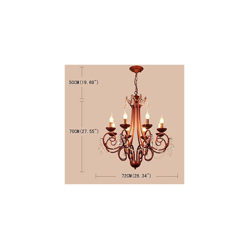 8 Lichter Kronleuchter Modern Zeitgenössisch Traditionell Lodge Vintage Retro Country Malerei Feature für Kristall Metall